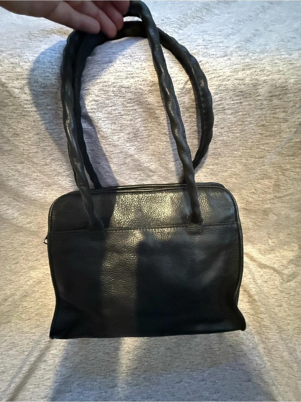 Patricia Nash Black Embossed Circle Detail Leather Shoulder Bag